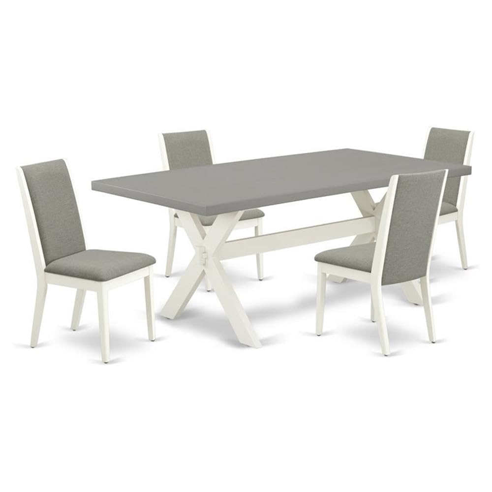 East West Furniture X097La206-5 5 Piece Dinette Set For 4 Includes A Rectangle Dining Room Table With X-Legs And 4 Shitake Linen Fabric Parson Dining Chairs, 40X72 Inch, Multi-Color